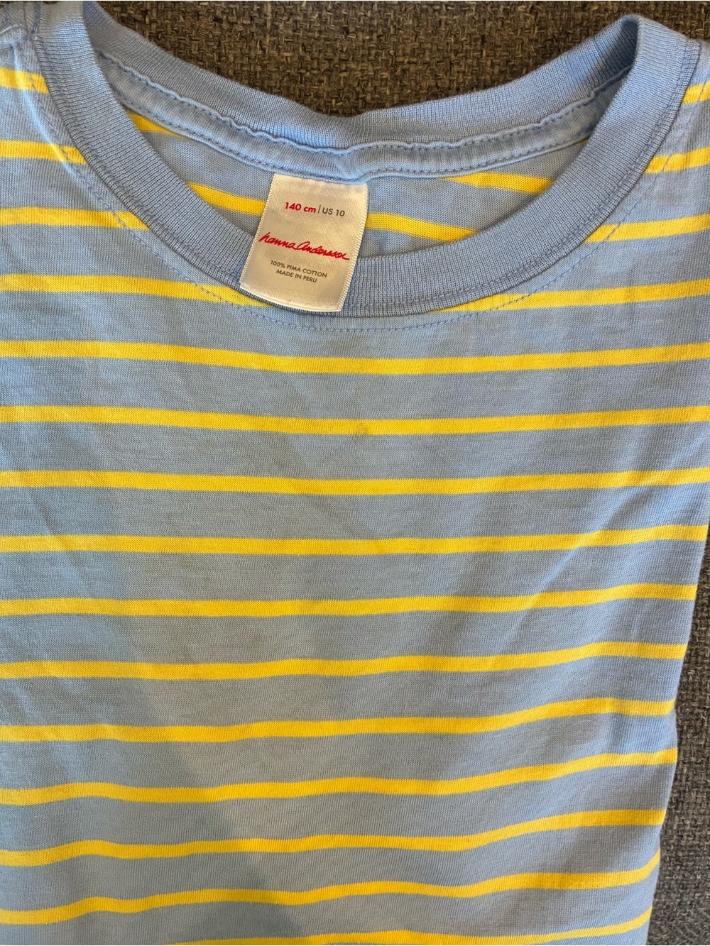 Hanna Andersson Light Blue & Yellow Striped Short Sleeve Tee